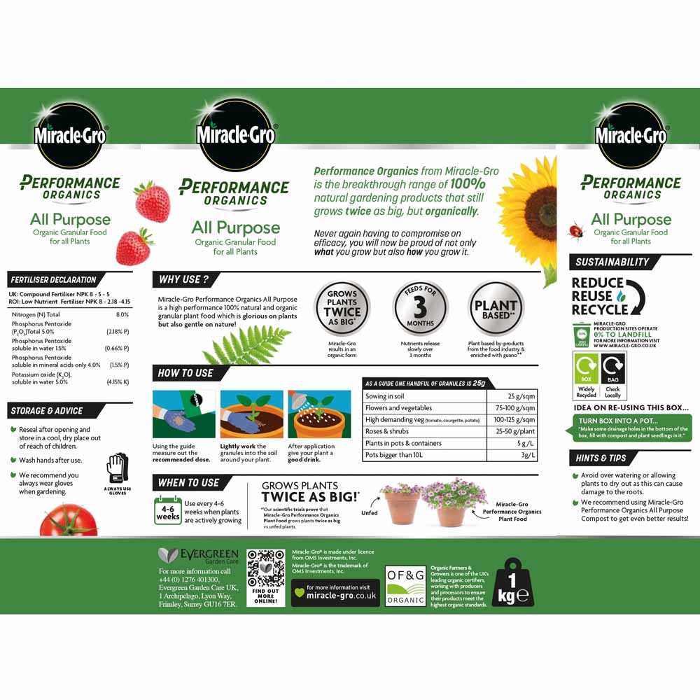 Miracle-Gro Performance Organic All Purpose Plant 1kg Image 2