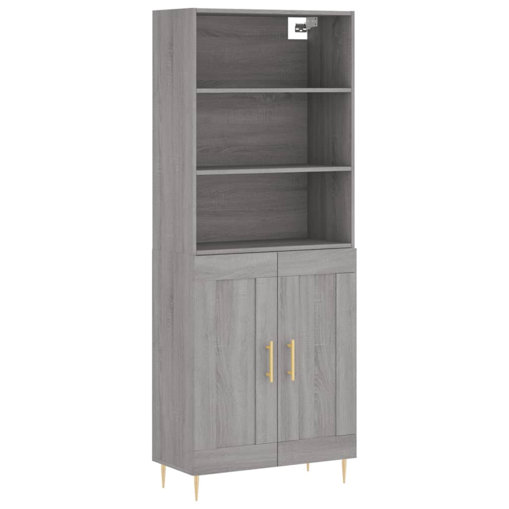 vidaXL 2 Door 3 Shelf Grey Sonoma Highboard Image 2