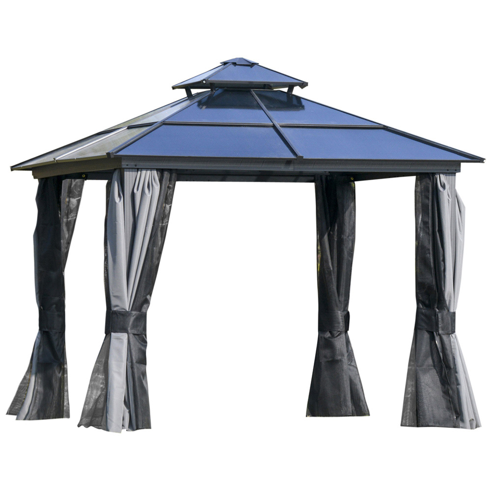 Outsunny 3 x 3m 2 Tier Roof Gazebo with Hardtop Image 2