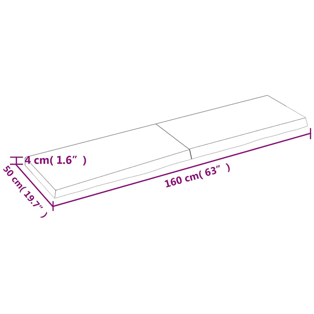vidaXL 160 x 50 x 4cm Dark Brown Treated Solid Wood Oak Wall Shelf Image 8