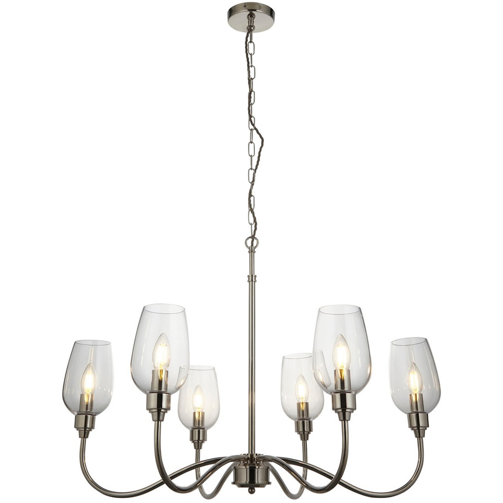 Merano Livorno Clear Glass Bright Nickel Plate Multi Arm Pendant Ceiling Light Image 1