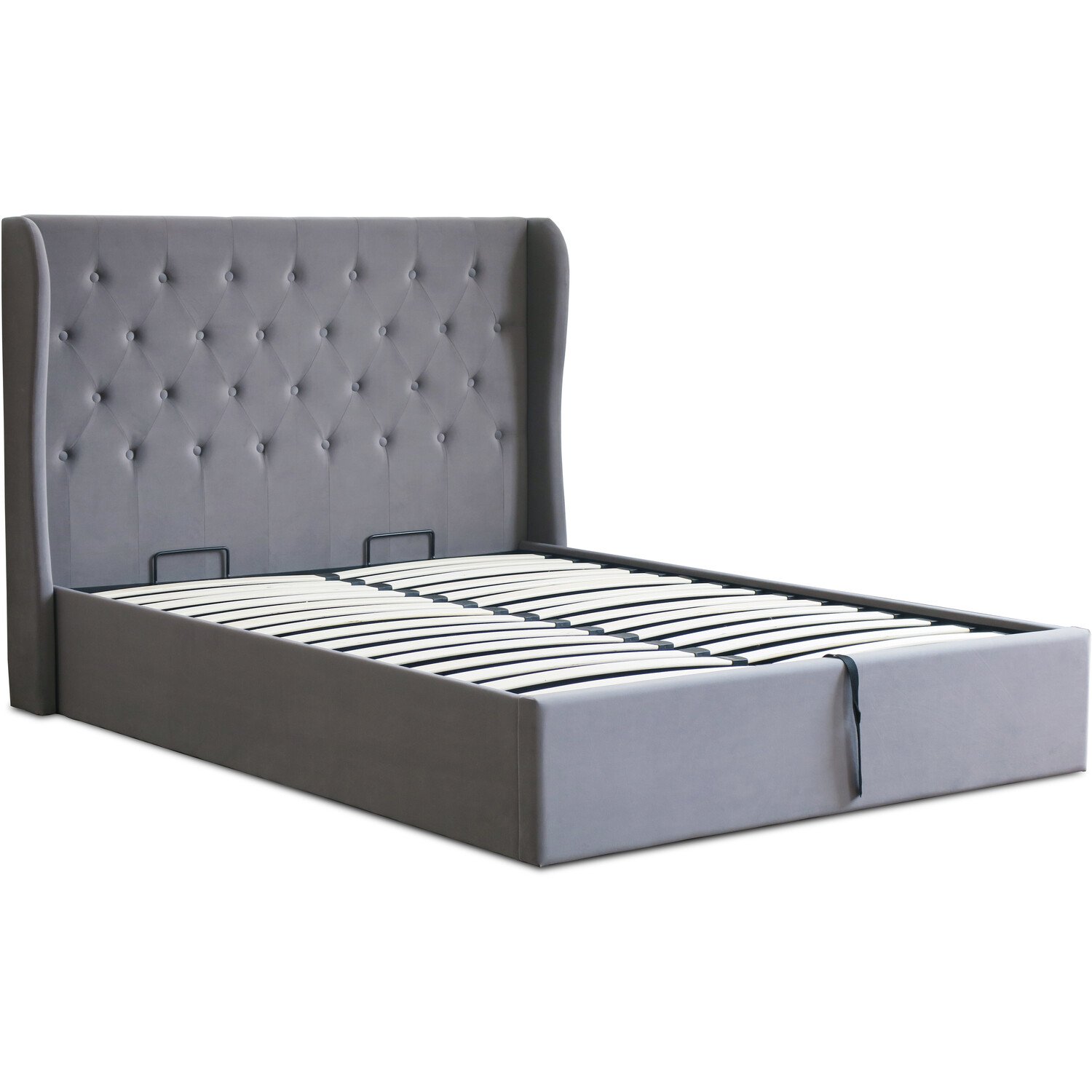 Harriet King Size Grey Fabric Wooden Bed Image 2