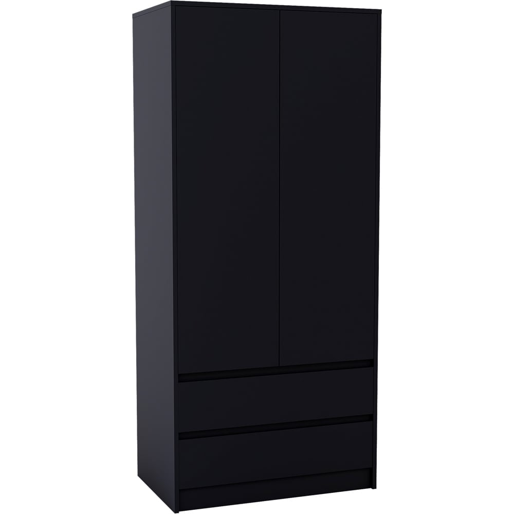 Vida Designs Denver 2 Door 2 Drawer Black Wardrobe Image 2