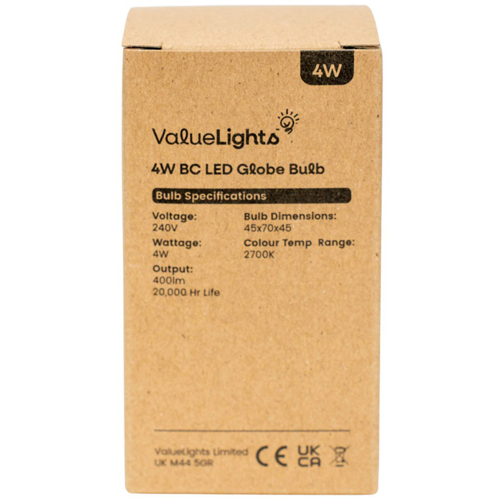 ValueLights 8 Pack B22 LED 4W 2700K Warm White Globe Light Bulbs Image 3