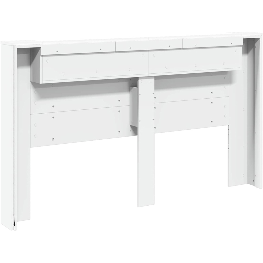 vidaXL Single Shelf White Headboard Cabinet with LED Light Image 4