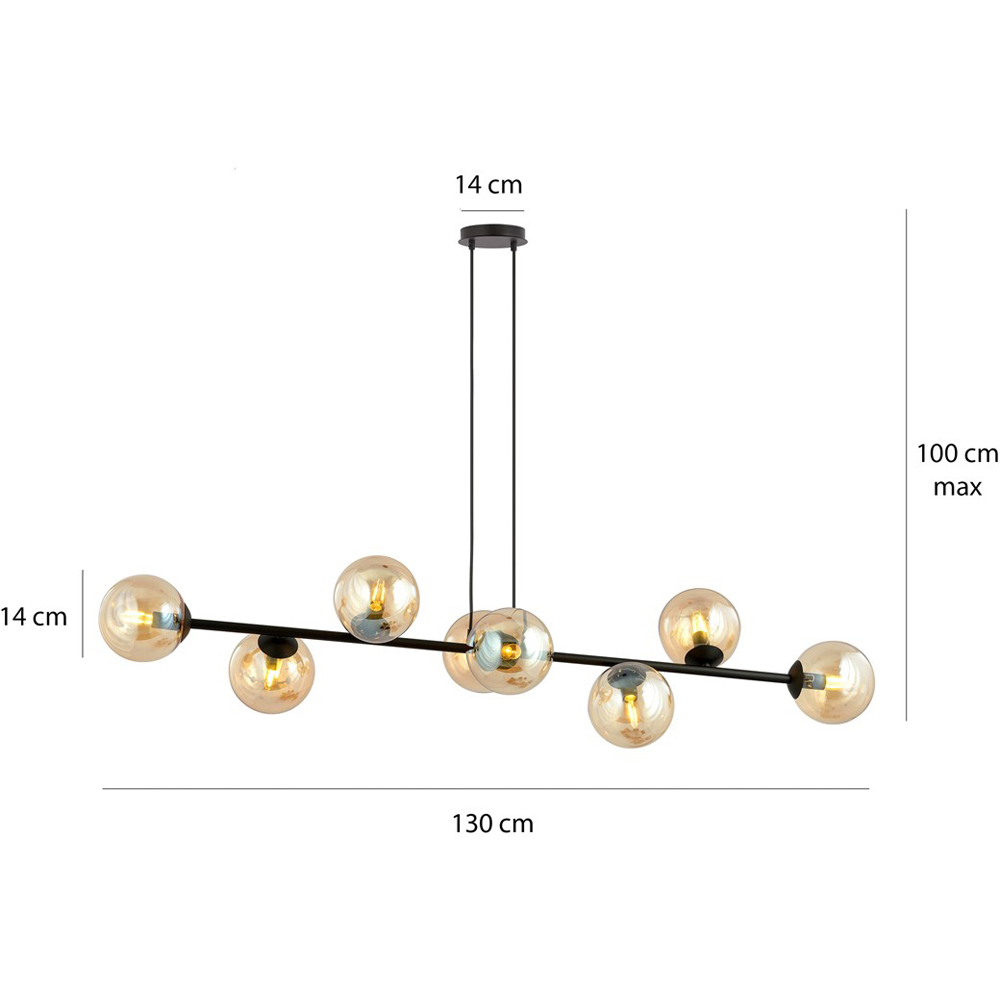 Emibig Rossi 8 Light Amber Shade Black E14 Ceiling Pendant Light Image 7
