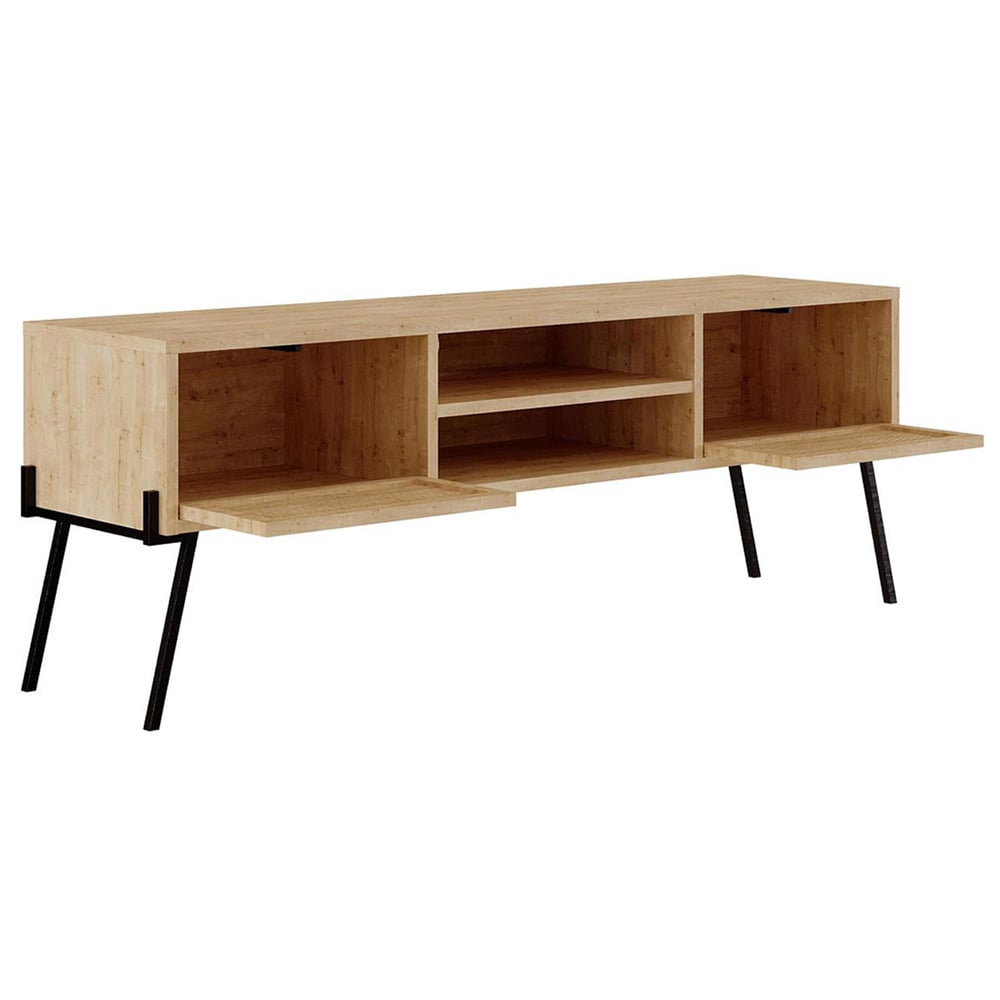 FWStyle Naive 2 Door 2 Shelf Sapphire Oak Wide TV Unit Image 3