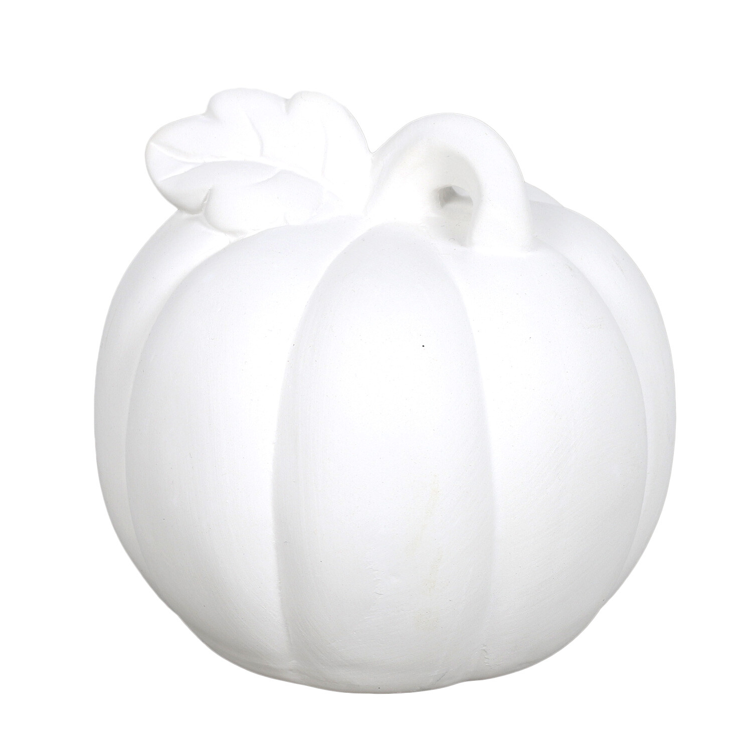 Ceramic Pumpkin with Leaf - White Image