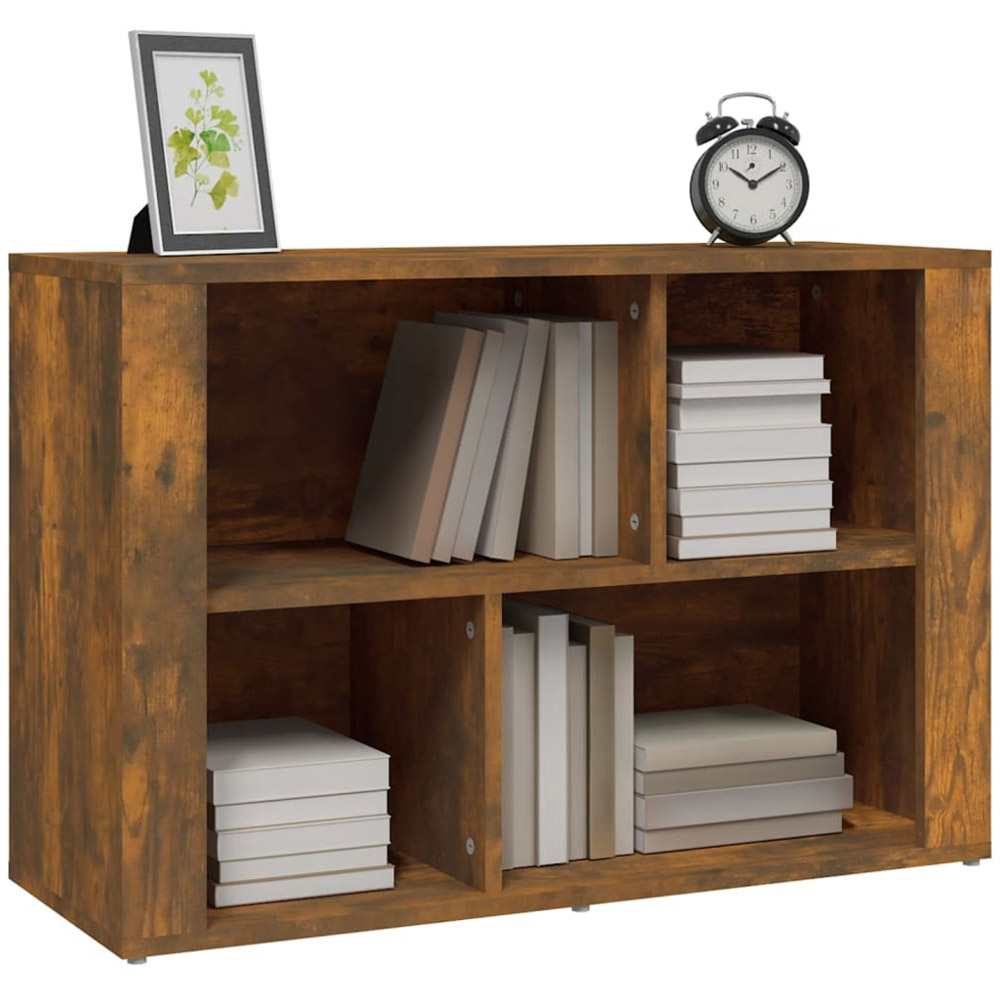vidaXL 4 Shelf Smoked Oak Wide Sideboard Image 4