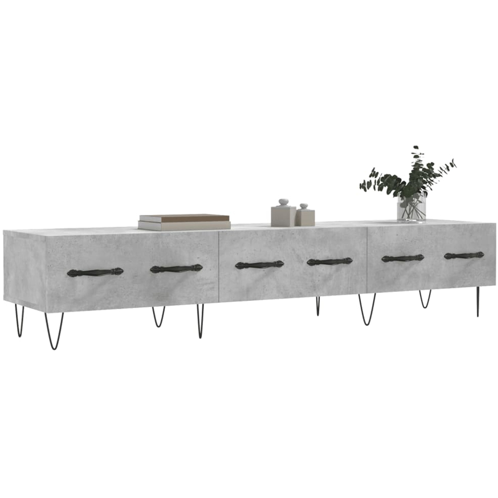 vidaXL 3 Drawer Concrete Grey Wide TV Cabinet Image 3