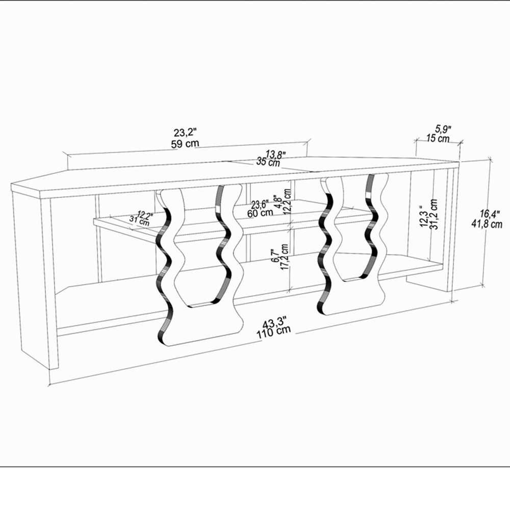 Decorotika Firal 2 Shelf White and Black Corner TV Unit Image 7