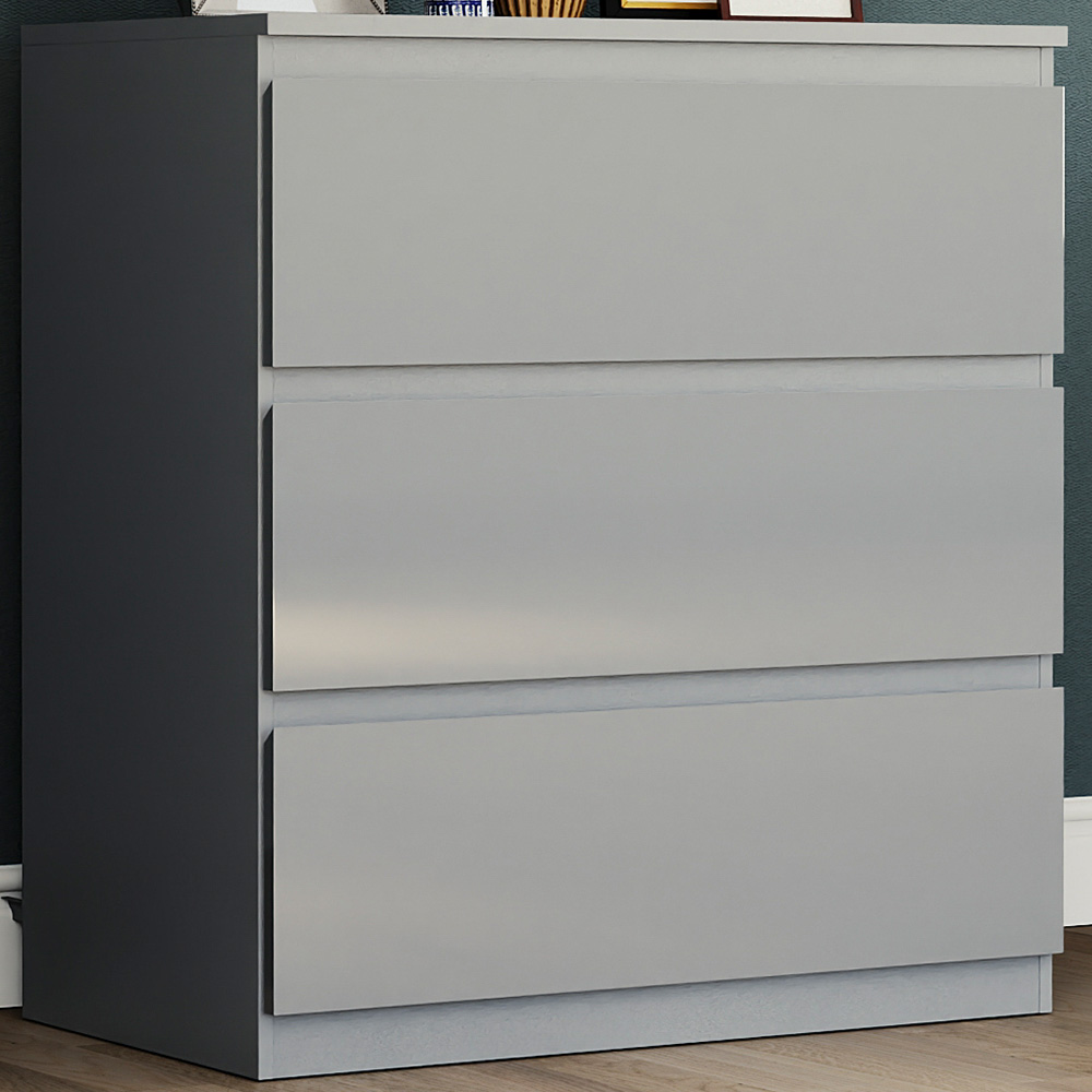 Vida Designs Glinton 3 Drawer Grey Chest of Drawers Image 1