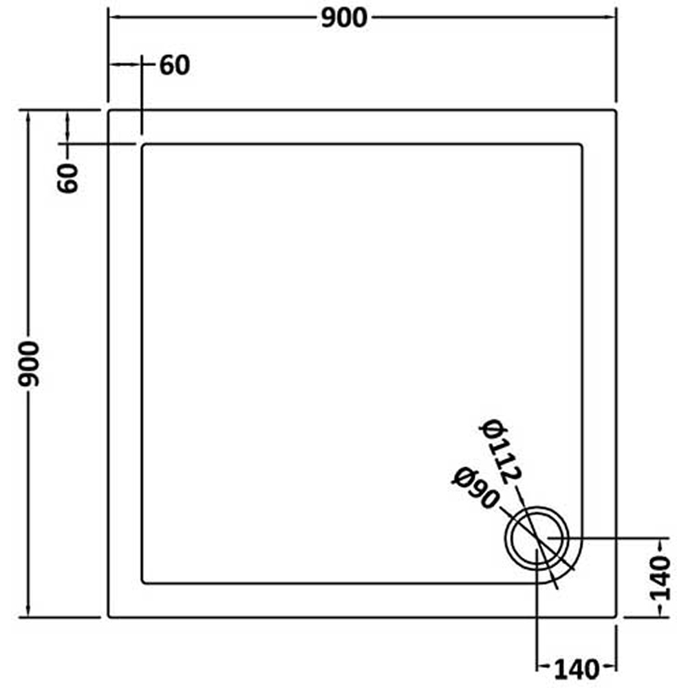 nuie Slate Grey Square Shower Tray 900 x 900mm Image 2