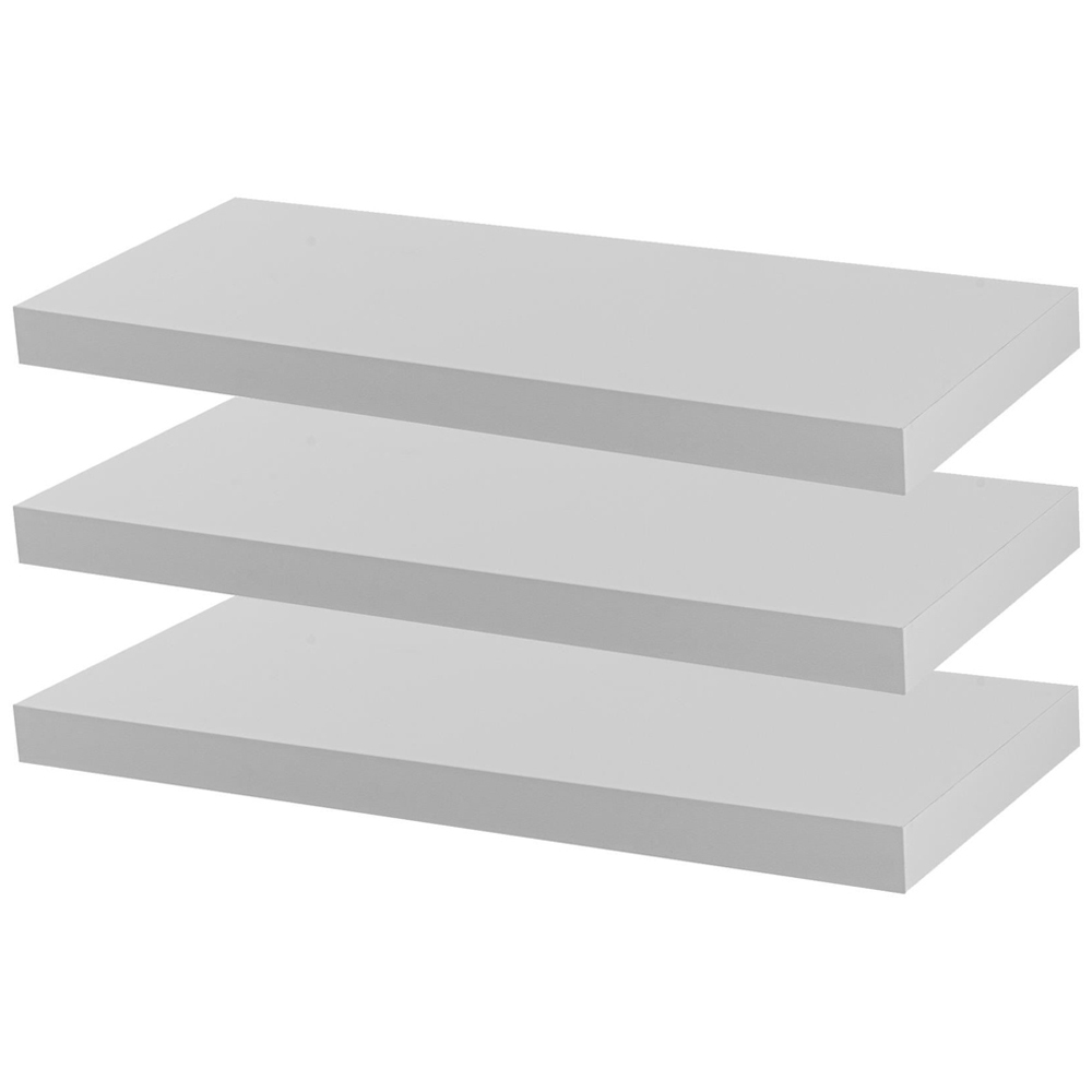 Harbour Housewares 60cm 3 Pack White Floating Wall Shelf Image 2