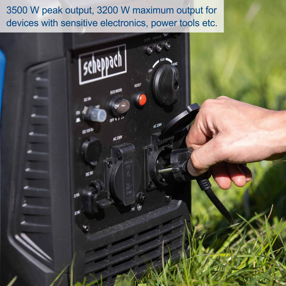 Scheppach SG3500i Clean Sine Wave Quite 66dB Petrol Inverter Generator 3000W Image 5
