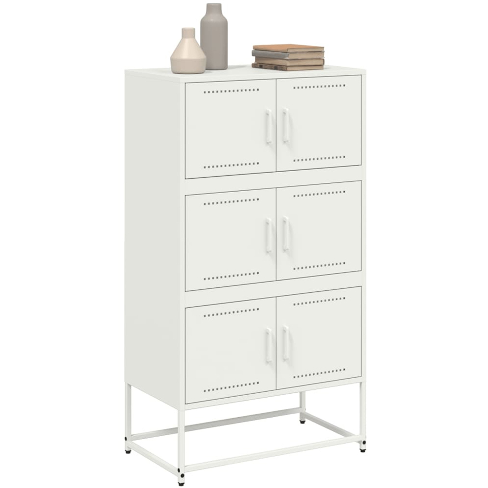 vidaXL 6 Door White Steel Sideboard Image 4