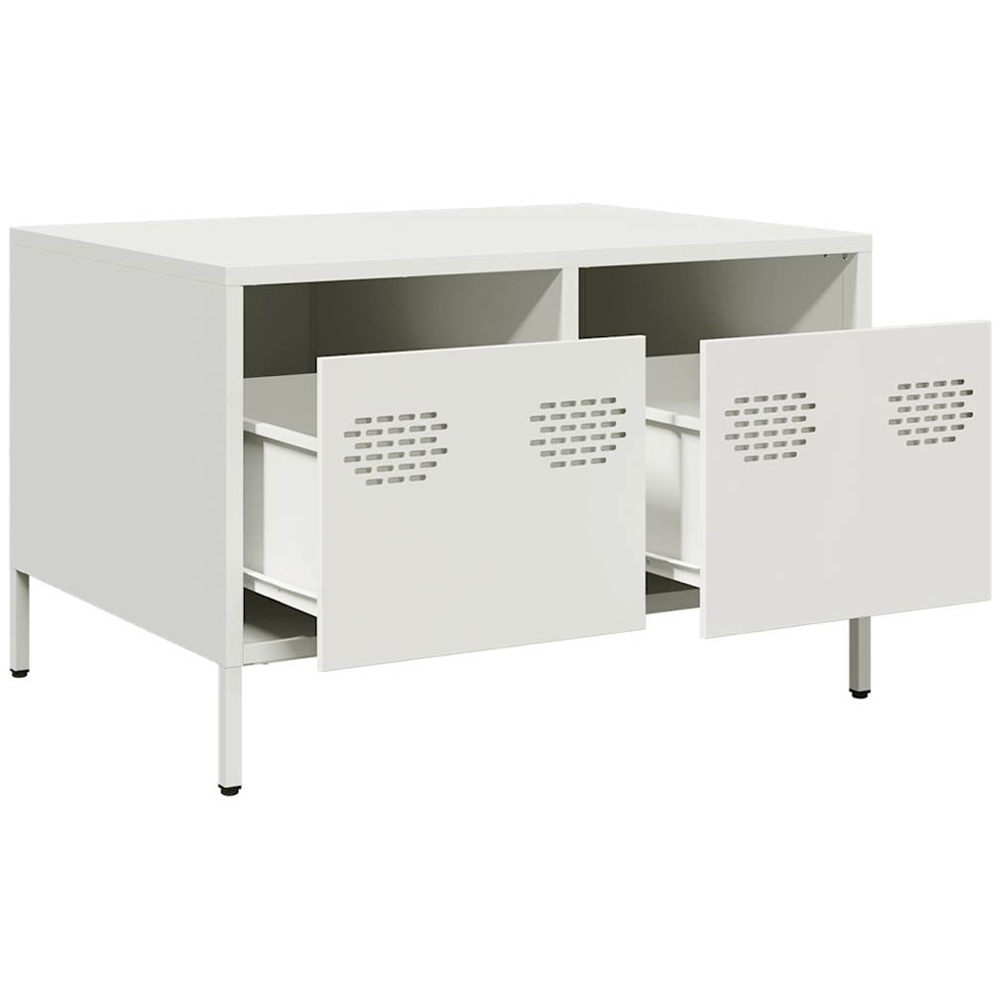 vidaXL 2 Drawer White Cold-Rolled Steel TV Cabinet Image 5
