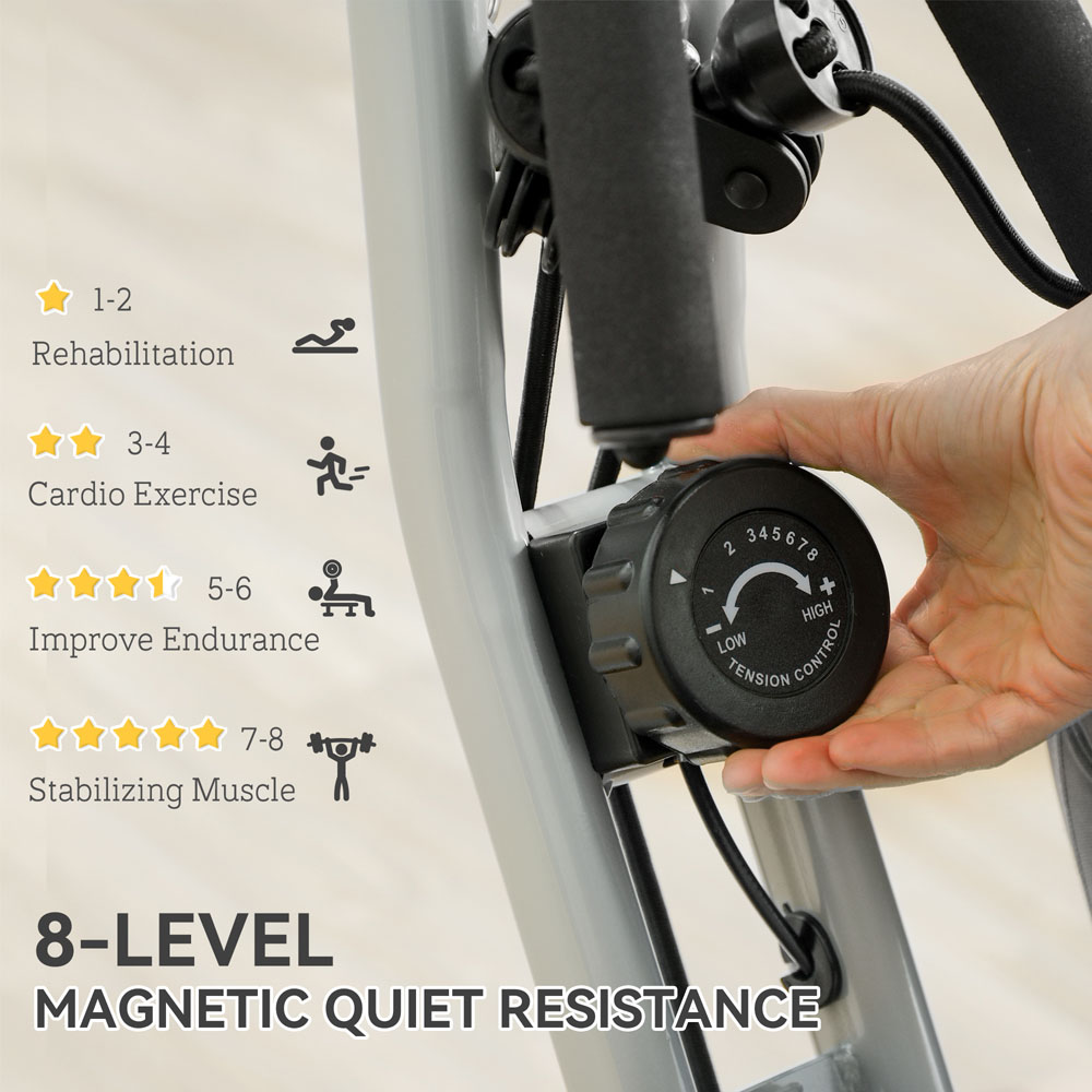 SPORTNOW White Magnetic Resistance Folding Exercise Bike with Arm Bands and Hand Pulse Sensor Image 5