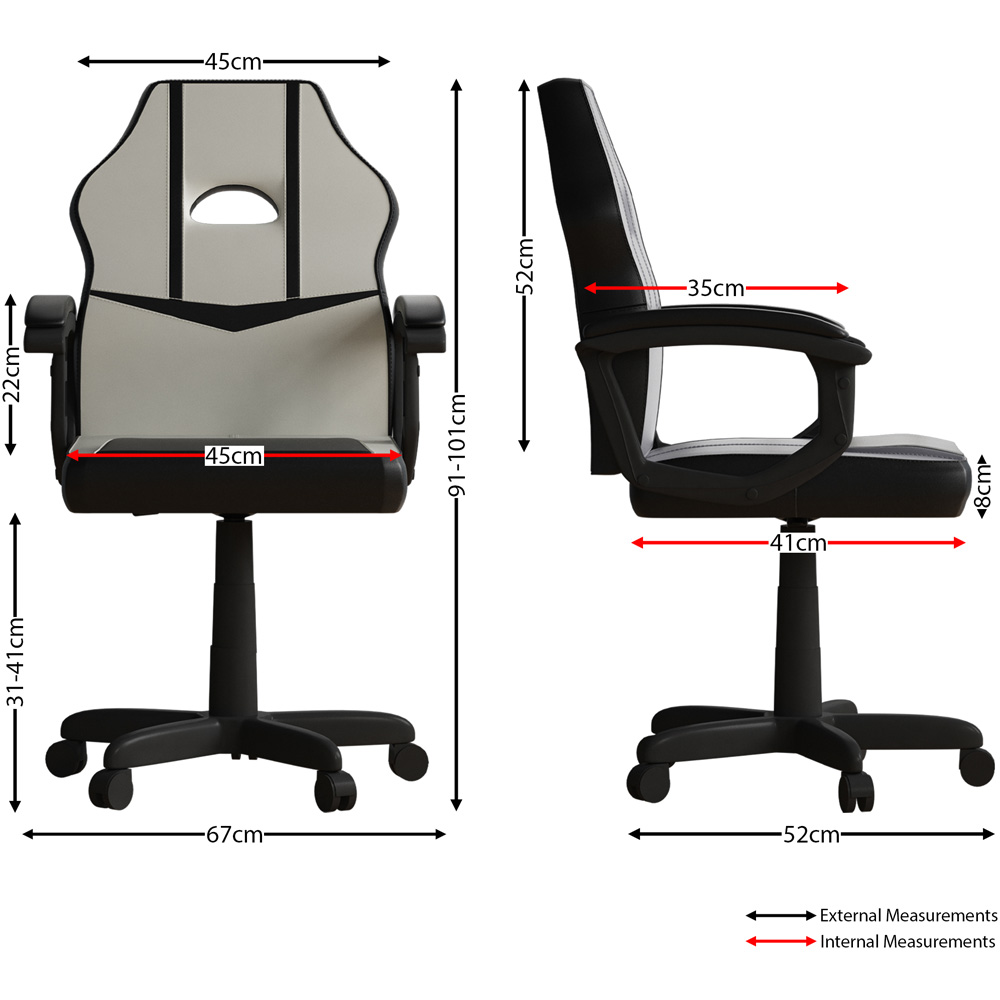 Vida Designs Comet White and Black Swivel Office Chair Image 8