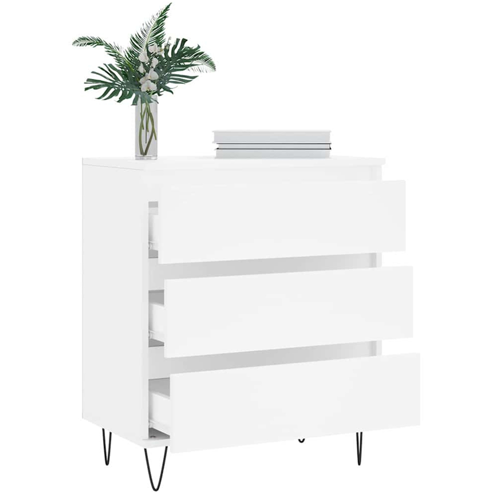 vidaXL 3 Drawer White Sideboard Image 4