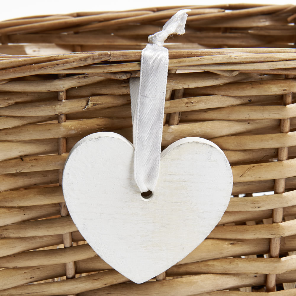 Wilko Wicker Storage Basket with Wooden Heart Detail Image 2