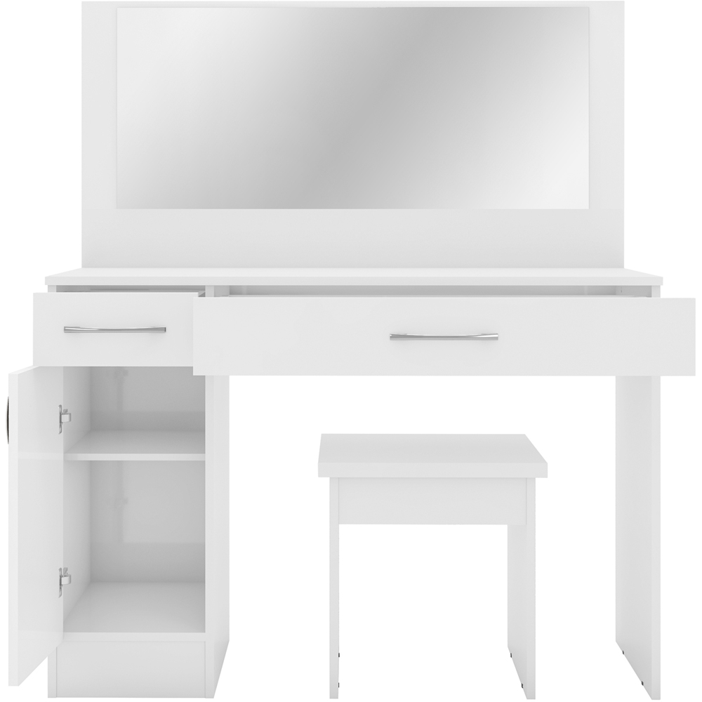 Seconique Nevada White Gloss Dressing Table Set Image 3