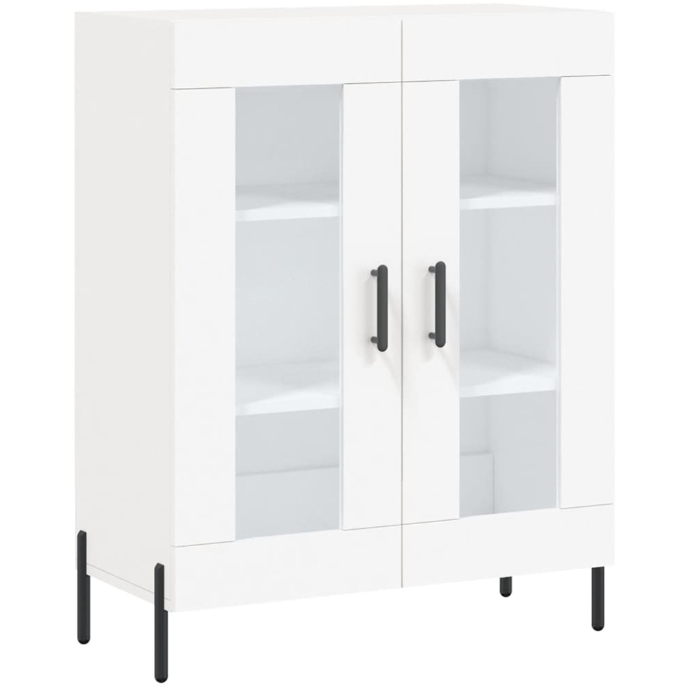 vidaXL 2 Glass Door 3 Open Shelf White Highboard with Metal Legs Image 7