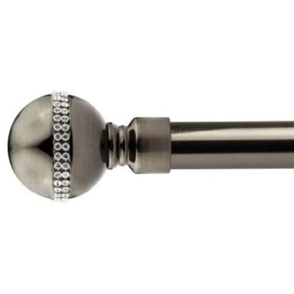 New Edge Blinds Bejeweled 160-300cm Extendable Black Silk Eyelet Metal Curtain Pole Set Image 1