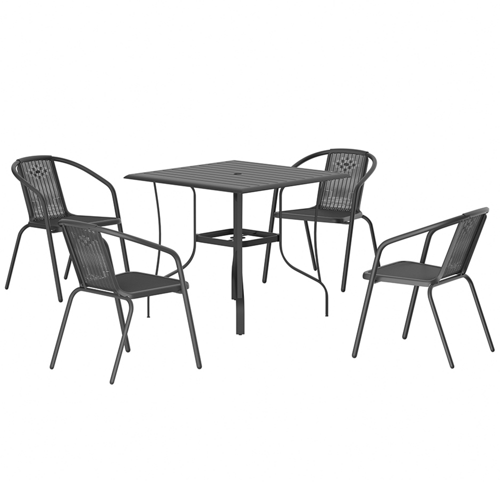 Living and Home Wicker 4 Seater Square Patio Set Image 2