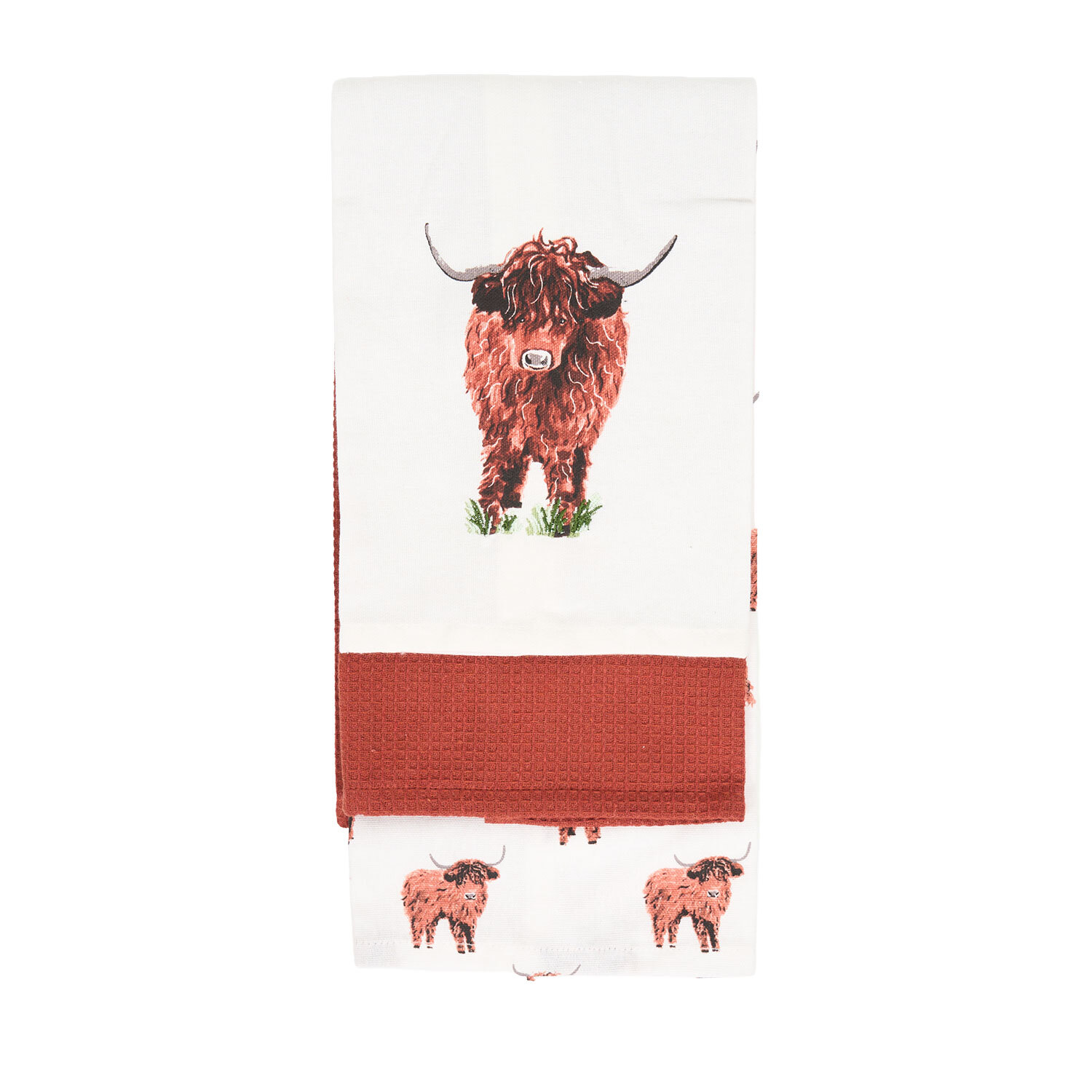 Pack of 3 Highland Cow Design Tea Towels Image 2