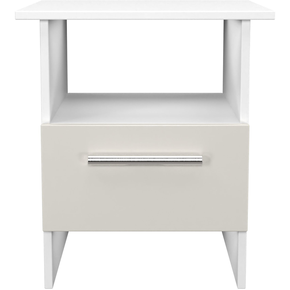 Crowndale Contrast Single Drawer Grey Matt and White Lamp Table Ready Assembled Image 2