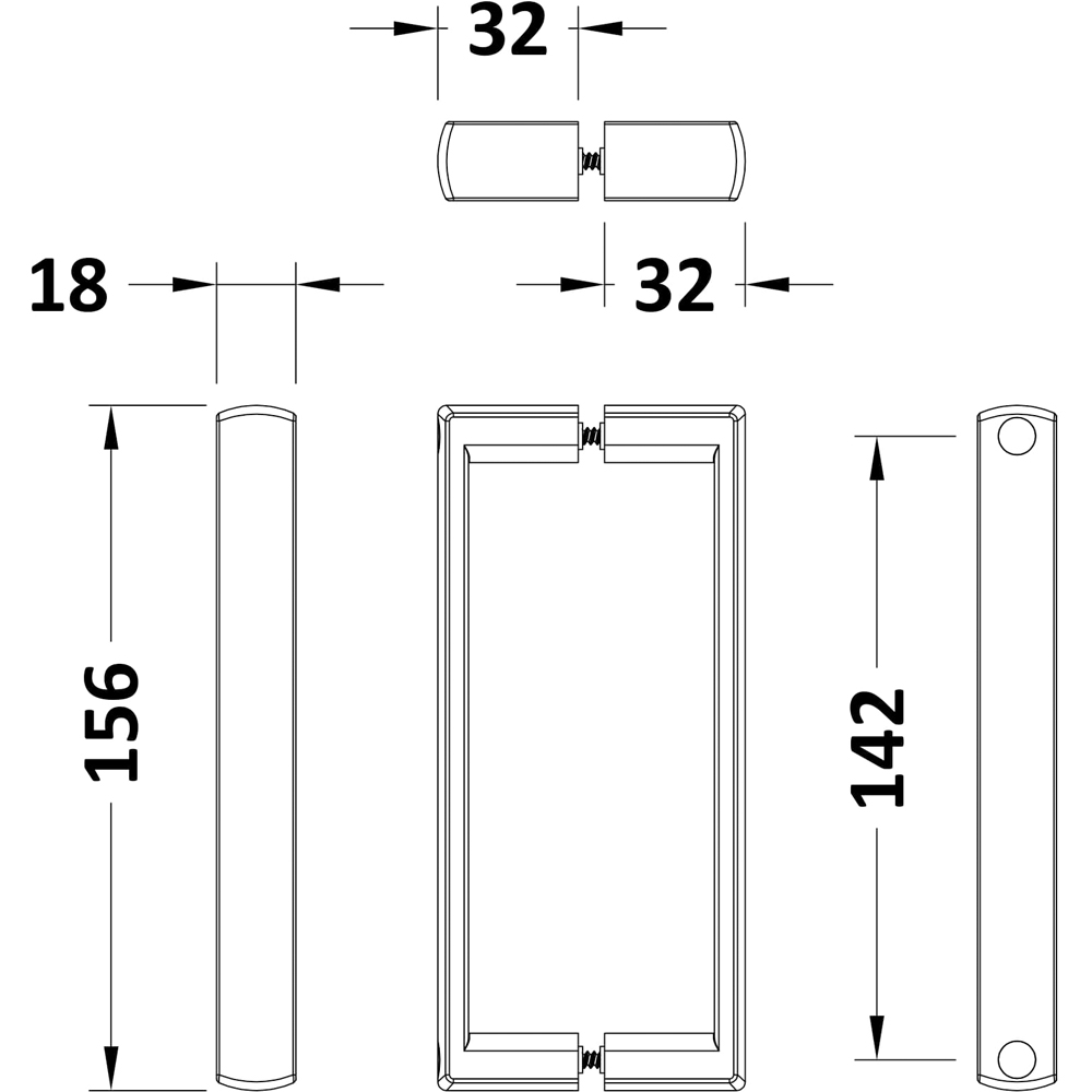 nuie Black Pacific Square Handle 156 x 18mm Image 2