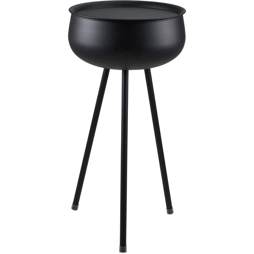 Living and Home Black Round Lift-Top Storage Side Table with Hidden Compartment Image 2