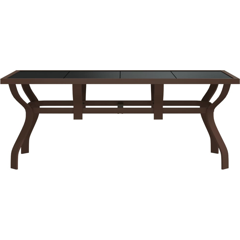 vidaXL 6 Seater Metal Rectangular Garden Dining Table Brown and Black Image 3