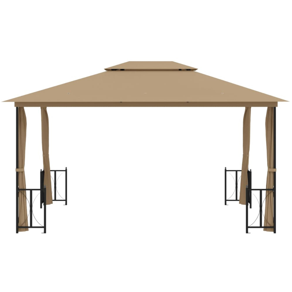vidaXL 3 x 4m Taupe Gazebo with Sidewalls and Double Roof Image 3
