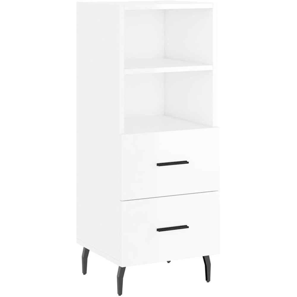 vidaXL 2 Drawer 2 Shelf High Gloss White Sideboard Image 2