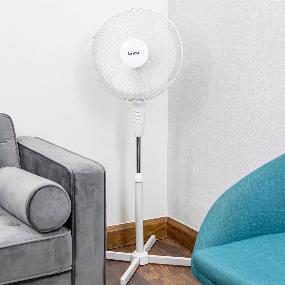 Benross White Pedestal Fan 16 inch Image 5