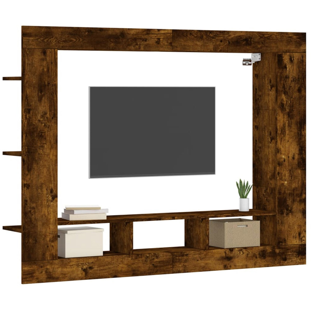 vidaXL 3 Open Shelf Smoked Oak Wall Mounted TV Cabinet Image 3
