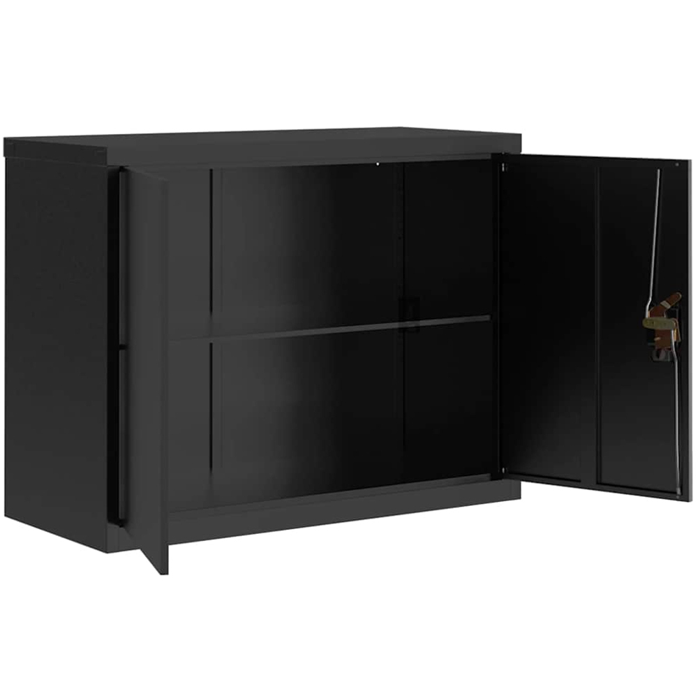 vidaXL 2 Door Black Metal Lockable File Cabinet Image 4