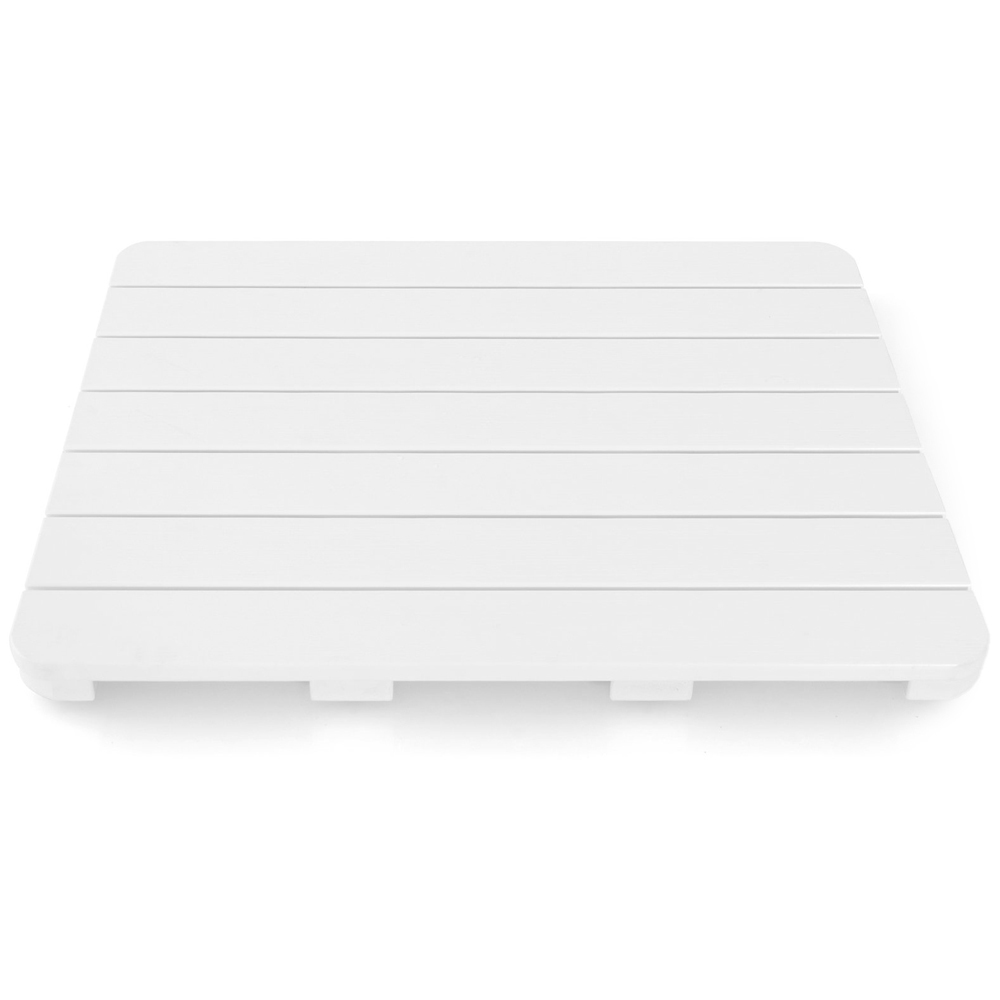 Costway White Non Slip Slatted Shower Mat 48 x 60cm Image 1