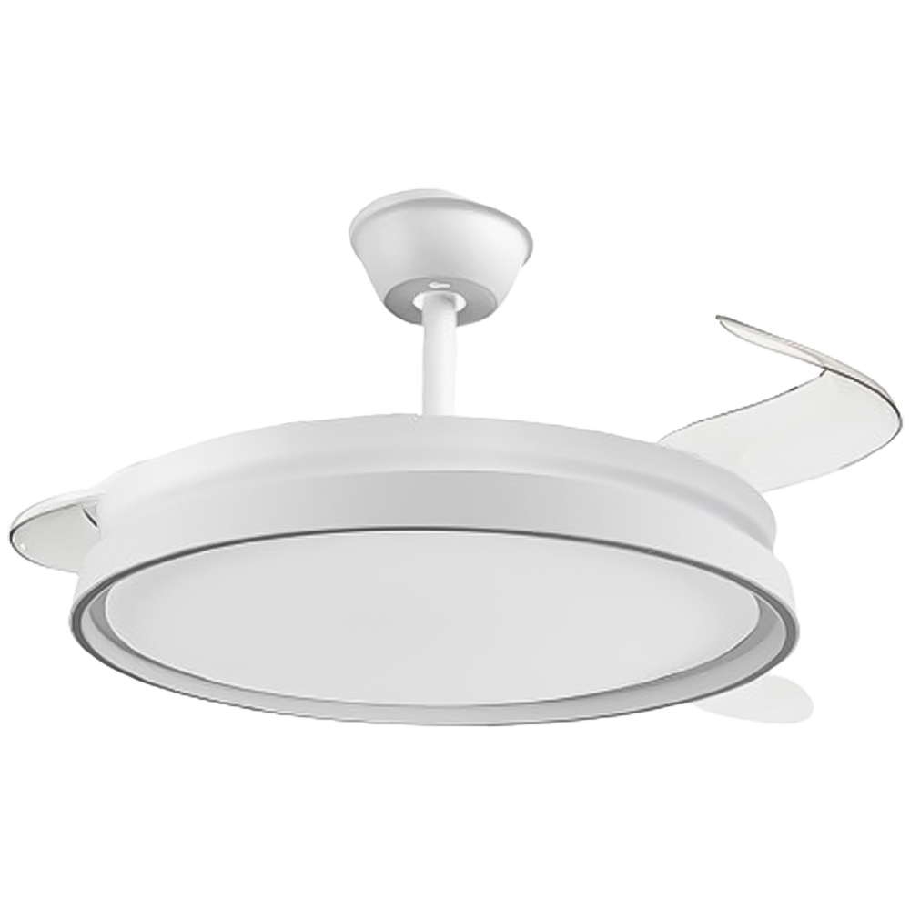 ExtraStar White Retractable Blades LED Ceiling Fan Light with Remote 42 inch Image 1