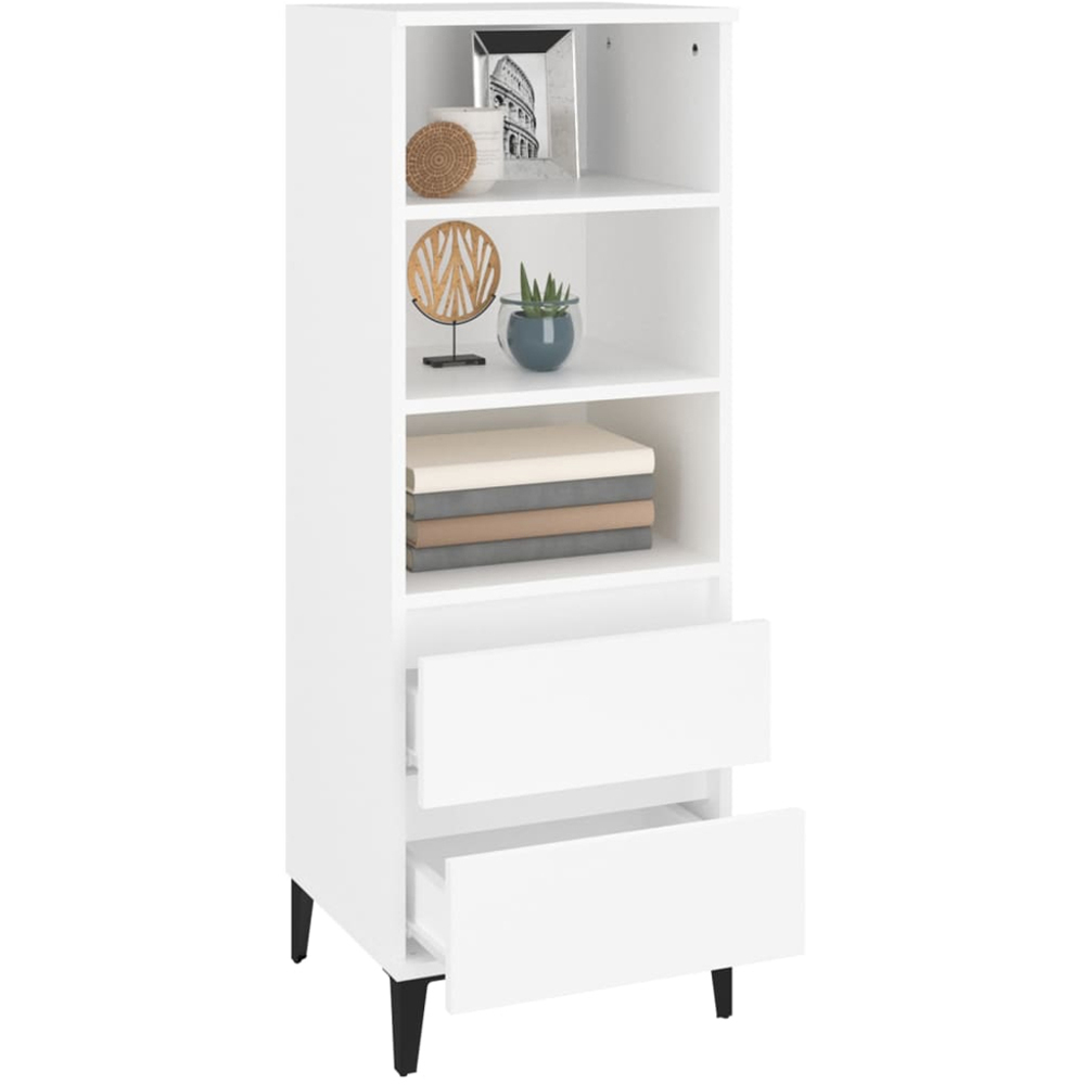 vidaXL 2 Drawer 3 Shelf White Highboard Image 6