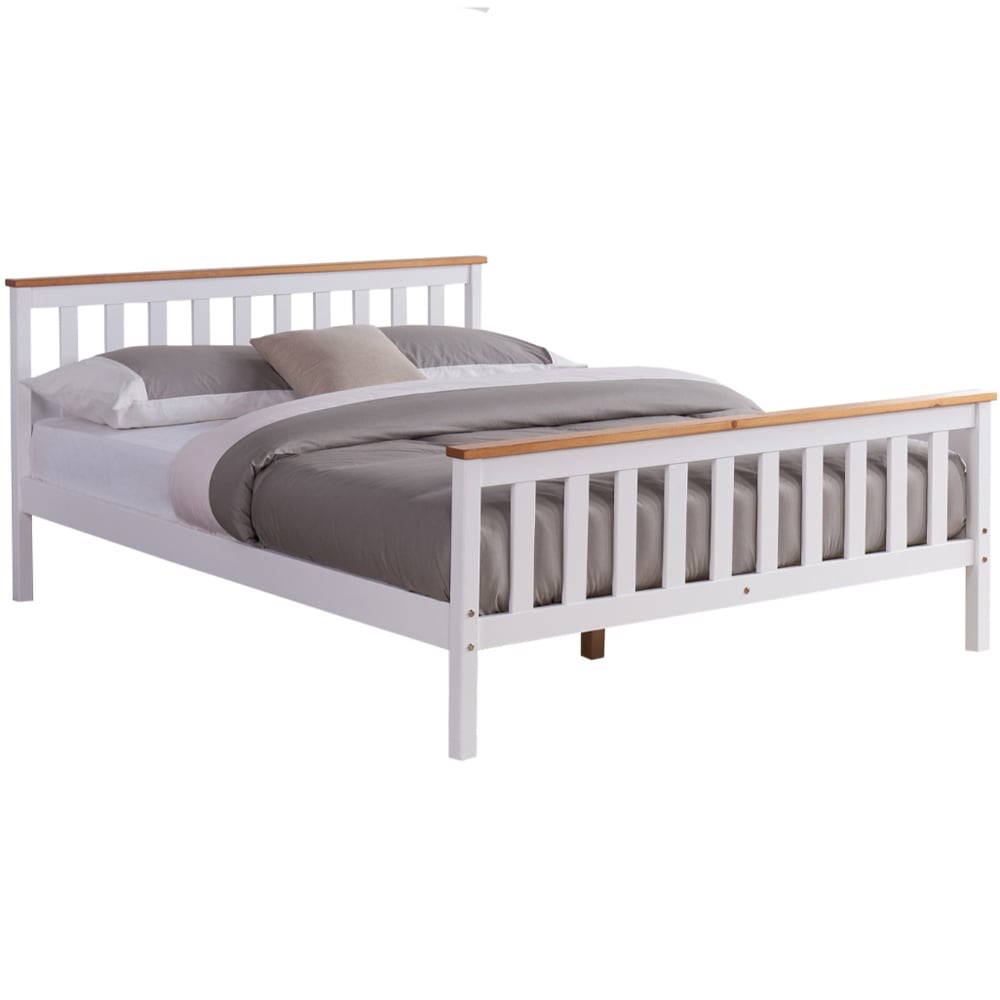 Home Detail Woodford King Size White and Oak Wooden Bed Image 2