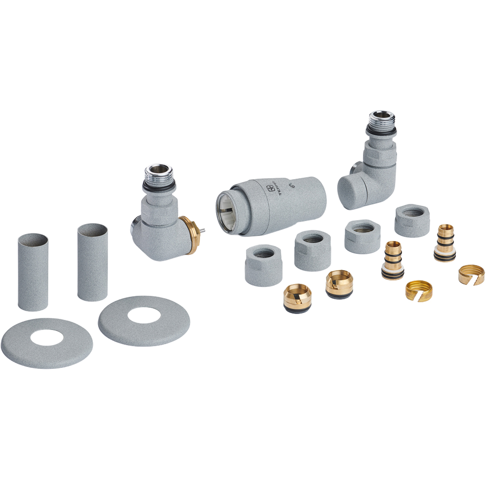 Terma Vario Salt n Pepper Left Sided Vision 3 Axis Thermostatic Radiator Valve Set Image 1