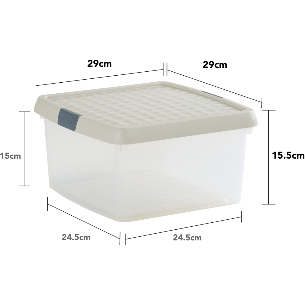 Wham Clip 9L Clear Stone and Slate Grey Square Storage Box with Lid 3 Pack Image 7