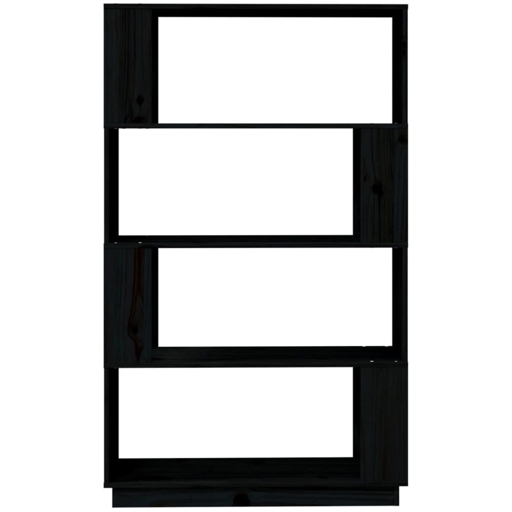 vidaXL 4 Shelf Black Solid Pine Wood Bookcase Image 3