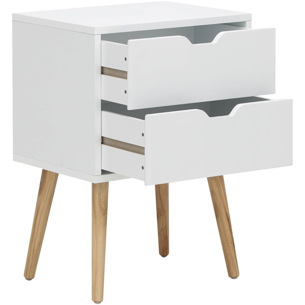 GFW Nyborg 2 Drawer White Bedside Table Image 4
