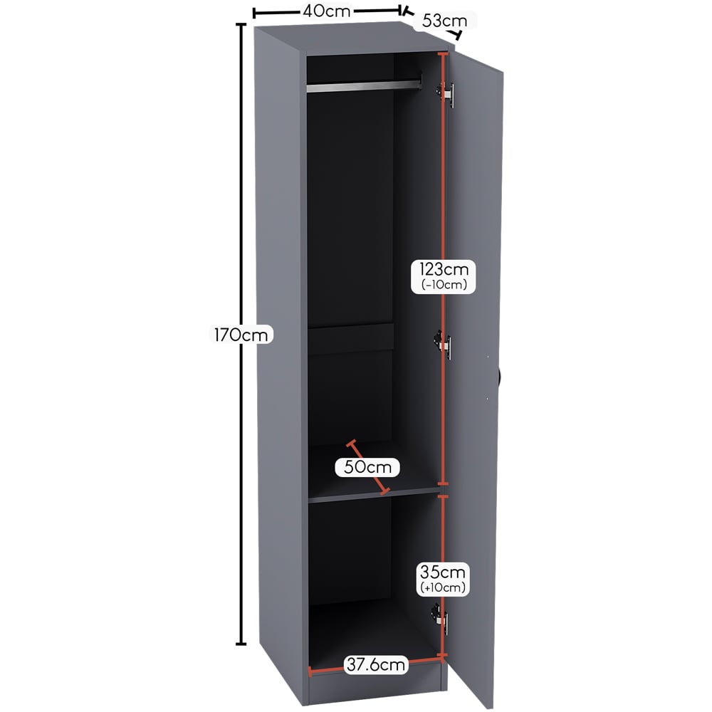 Vida Designs Riano Single Door Grey Wardrobe Image 8