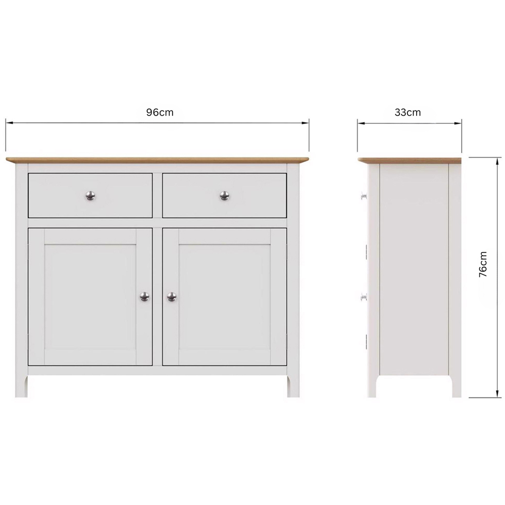FWStyle Taberno 2 Drawer 2 Door White Linen and Oak Sideboard Image 9