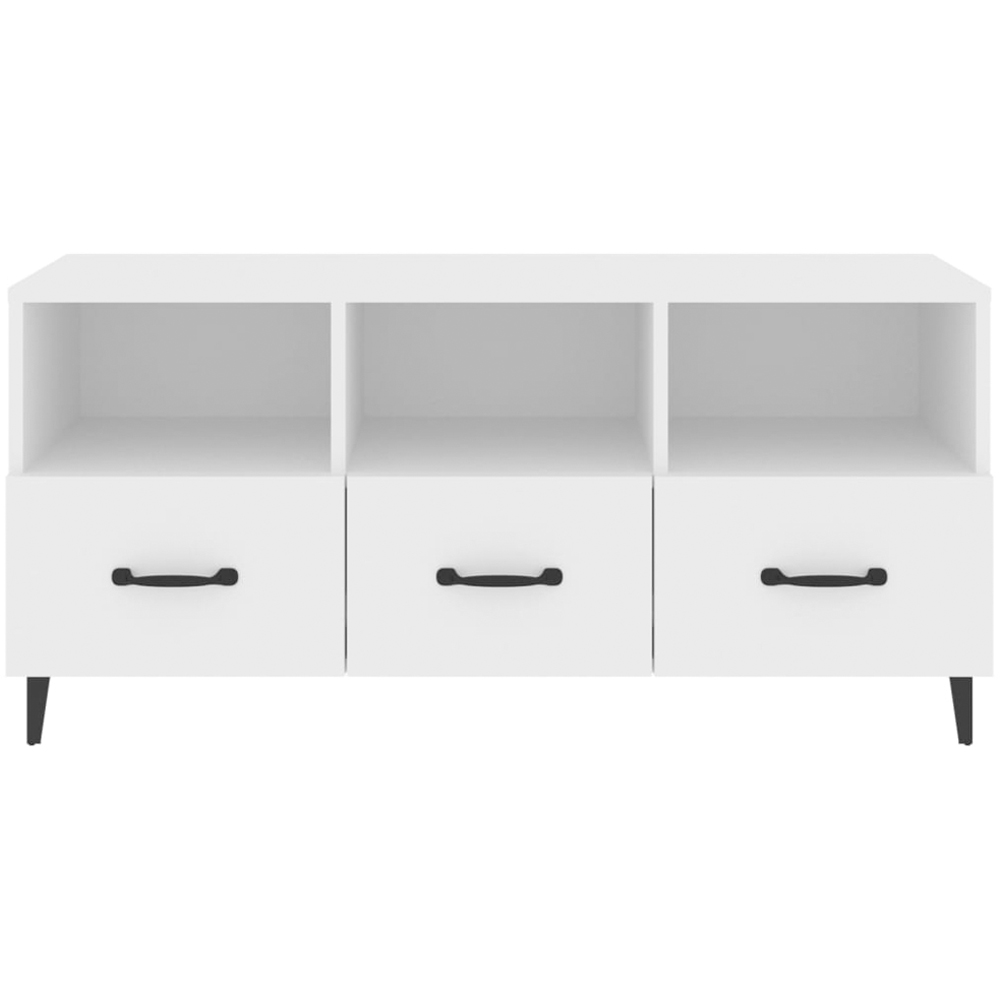 vidaXL 3 Drawer 3 Shelf White TV Cabinet Image 5